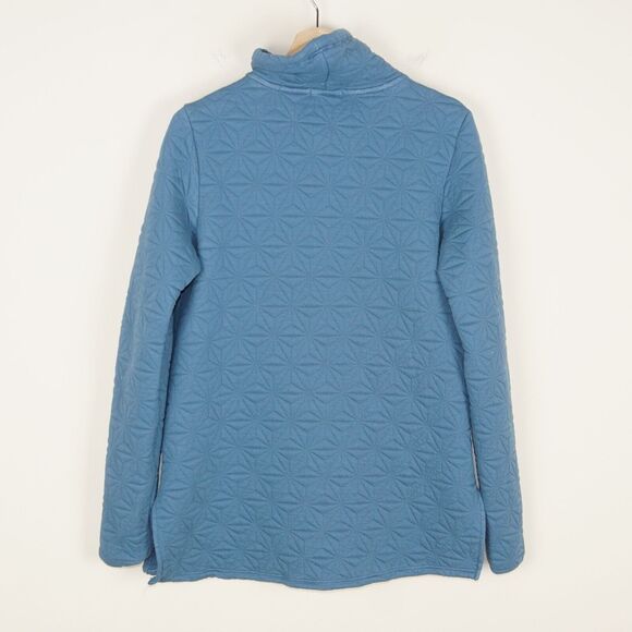 Carve Designs Quilted Milford Blue High Neck Tunic Sweater Thumbholes Womens S - Picture 2 of 9